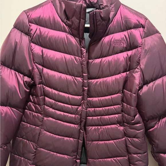 The North Face Women's burgundy/plum Puffer Jacket, Lg - Picture 1 of 10